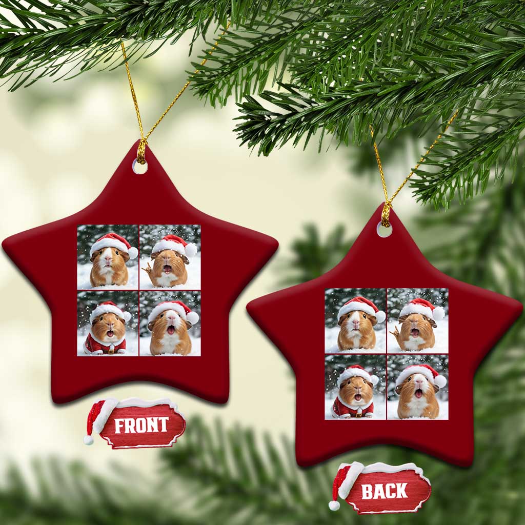 Funny Guinea Pig With Santa Hat Photobooth Ceramic Ornament Christmas Gift - Wonder Print Shop