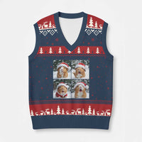 Funny Guinea Pig With Santa Hat Photobooth V-Neck Knit Sweater Vest Christmas Gift - Wonder Print Shop