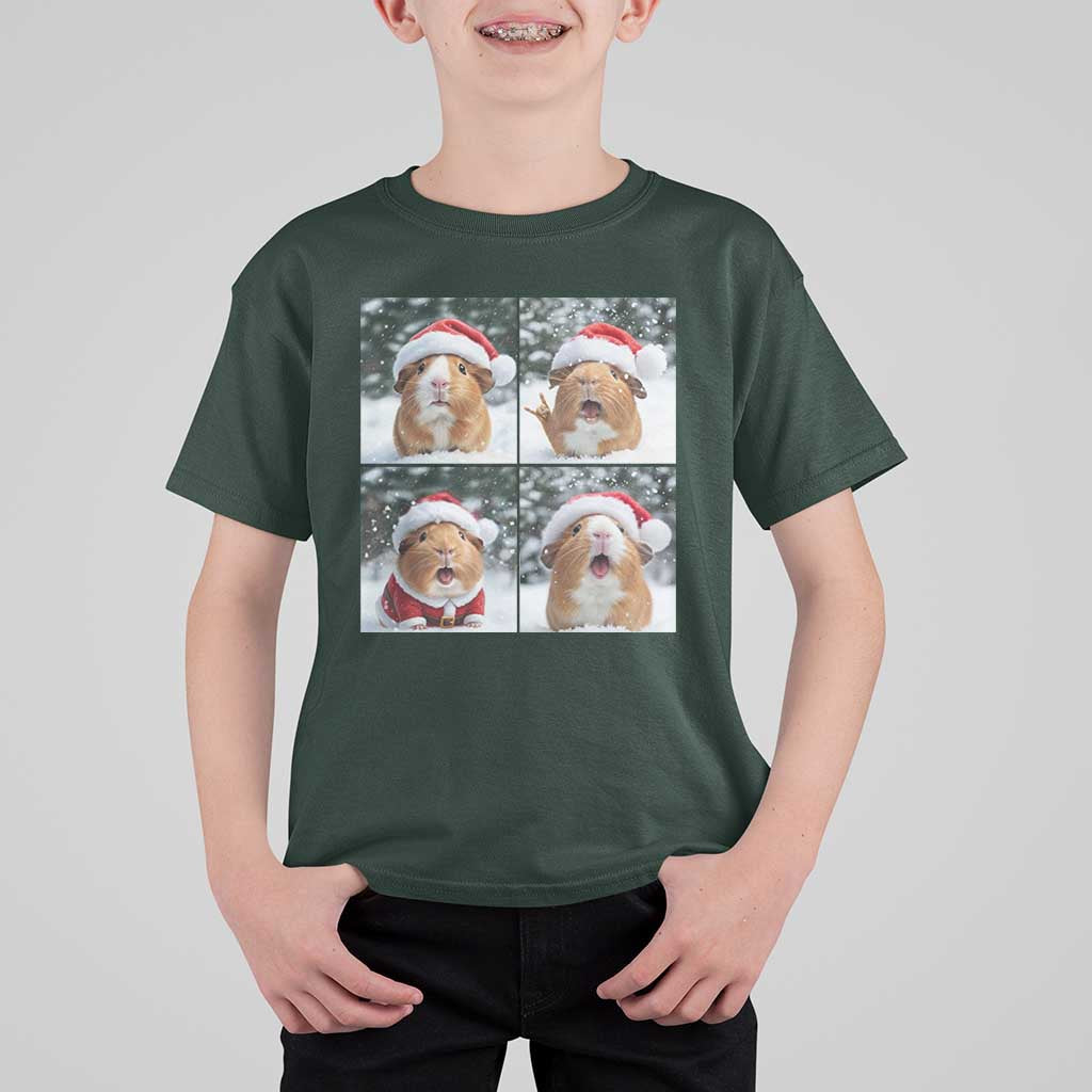 Funny Guinea Pig With Santa Hat Photobooth T Shirt For Kid Christmas Gift - Wonder Print Shop