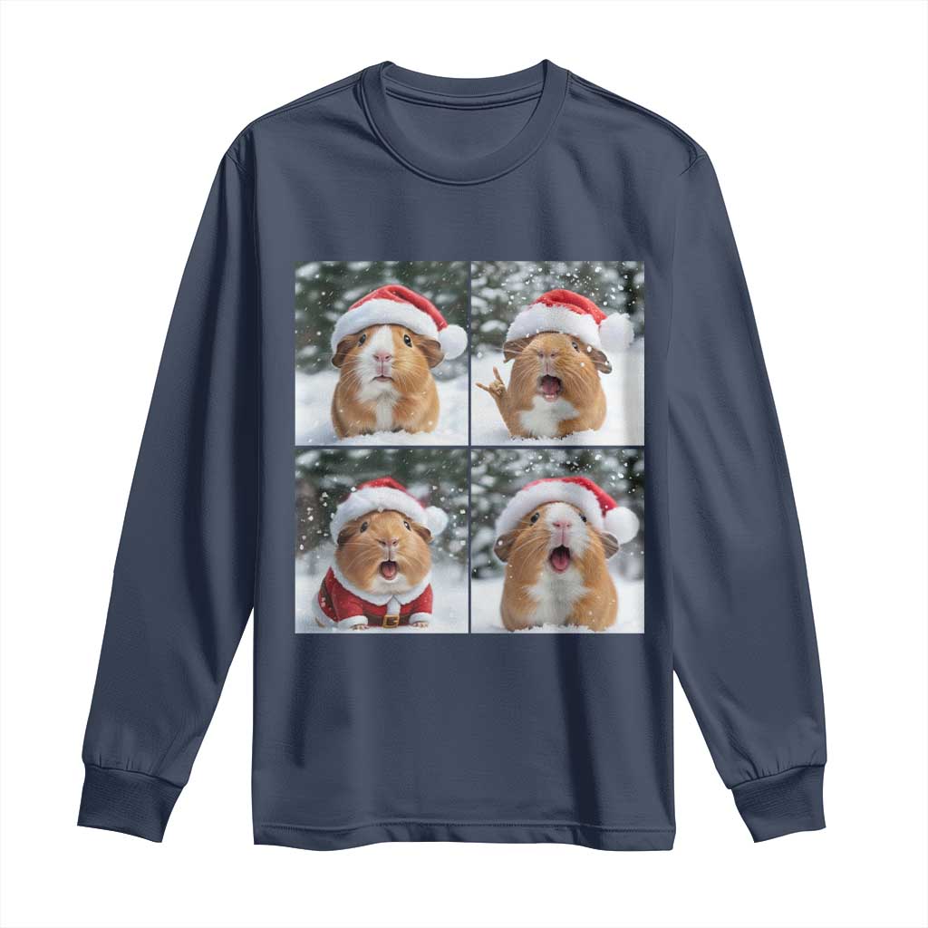 Funny Guinea Pig With Santa Hat Photobooth Long Sleeve Shirt Christmas Gift - Wonder Print Shop