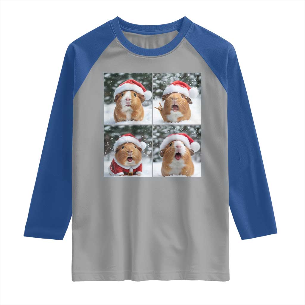 Funny Guinea Pig With Santa Hat Photobooth Raglan Shirt Christmas Gift - Wonder Print Shop