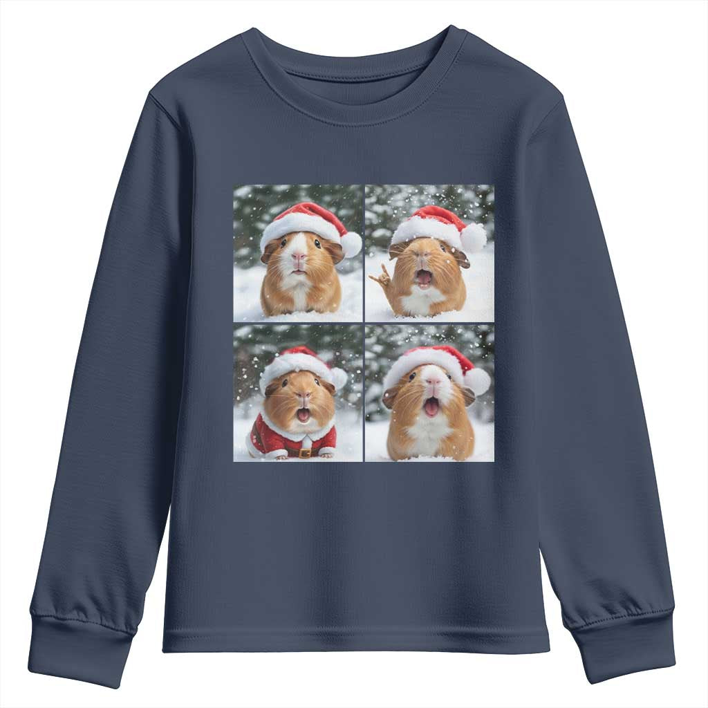 Funny Guinea Pig With Santa Hat Photobooth Youth Sweatshirt Christmas Gift - Wonder Print Shop