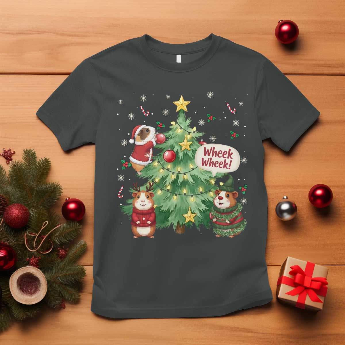 Wheek Wheek Guinea Pig Christmas Outfit T Shirt Cavy Lover Gift - Wonder Print Shop