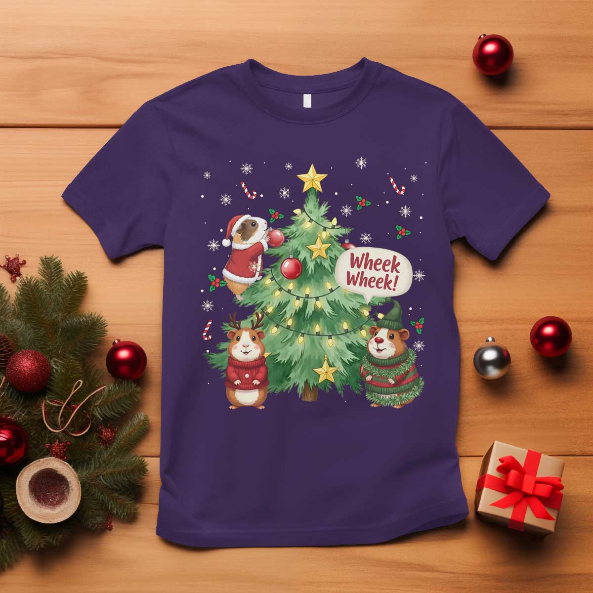 Wheek Wheek Guinea Pig Christmas Outfit T Shirt Cavy Lover Gift - Wonder Print Shop