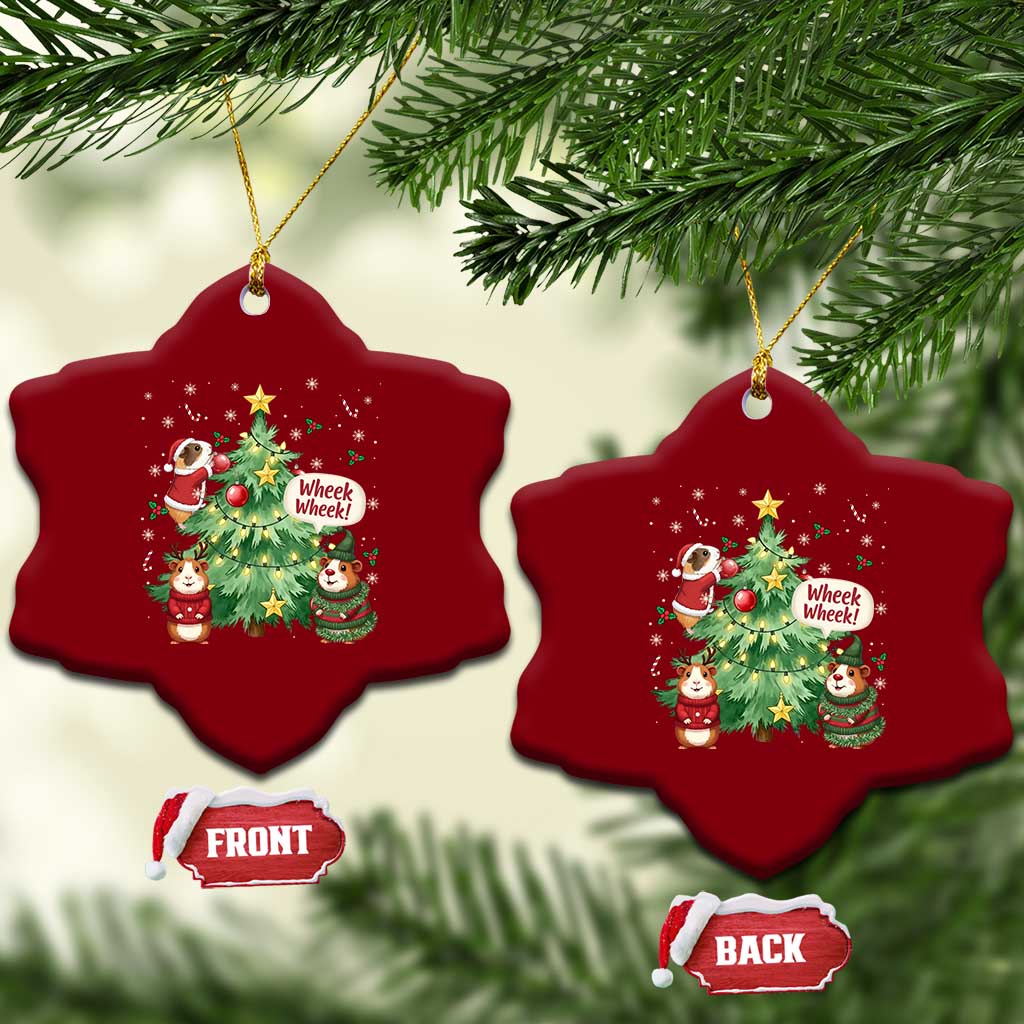Wheek Wheek Guinea Pig Christmas Outfit Ceramic Ornament Cavy Lover Gift - Wonder Print Shop
