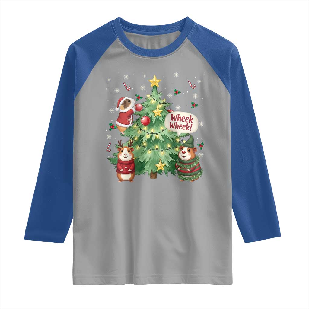 Wheek Wheek Guinea Pig Christmas Outfit Raglan Shirt Cavy Lover Gift - Wonder Print Shop