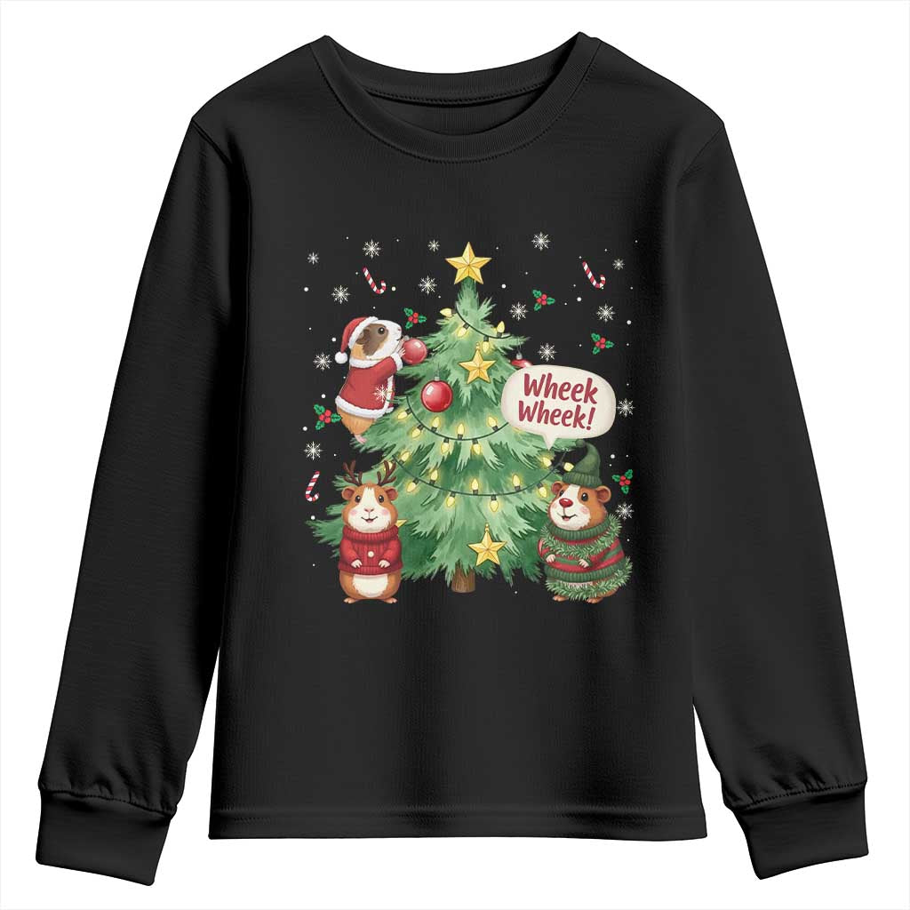 Wheek Wheek Guinea Pig Christmas Outfit Youth Sweatshirt Cavy Lover Gift - Wonder Print Shop
