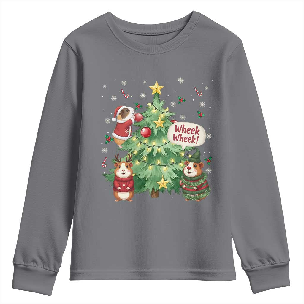 Wheek Wheek Guinea Pig Christmas Outfit Youth Sweatshirt Cavy Lover Gift - Wonder Print Shop