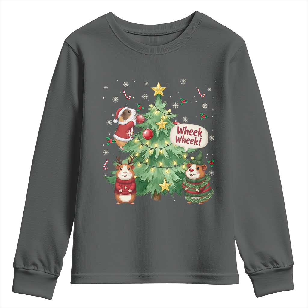 Wheek Wheek Guinea Pig Christmas Outfit Youth Sweatshirt Cavy Lover Gift - Wonder Print Shop