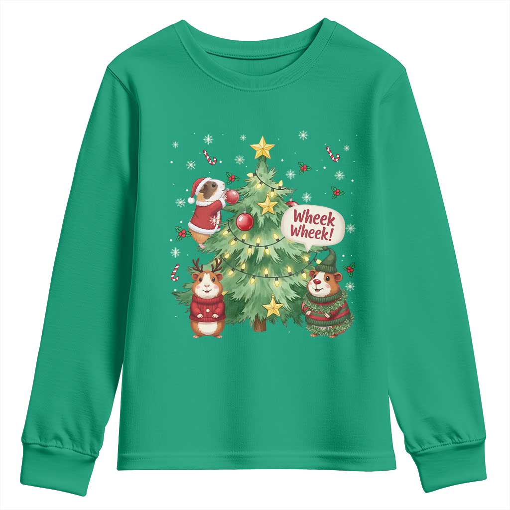 Wheek Wheek Guinea Pig Christmas Outfit Youth Sweatshirt Cavy Lover Gift - Wonder Print Shop