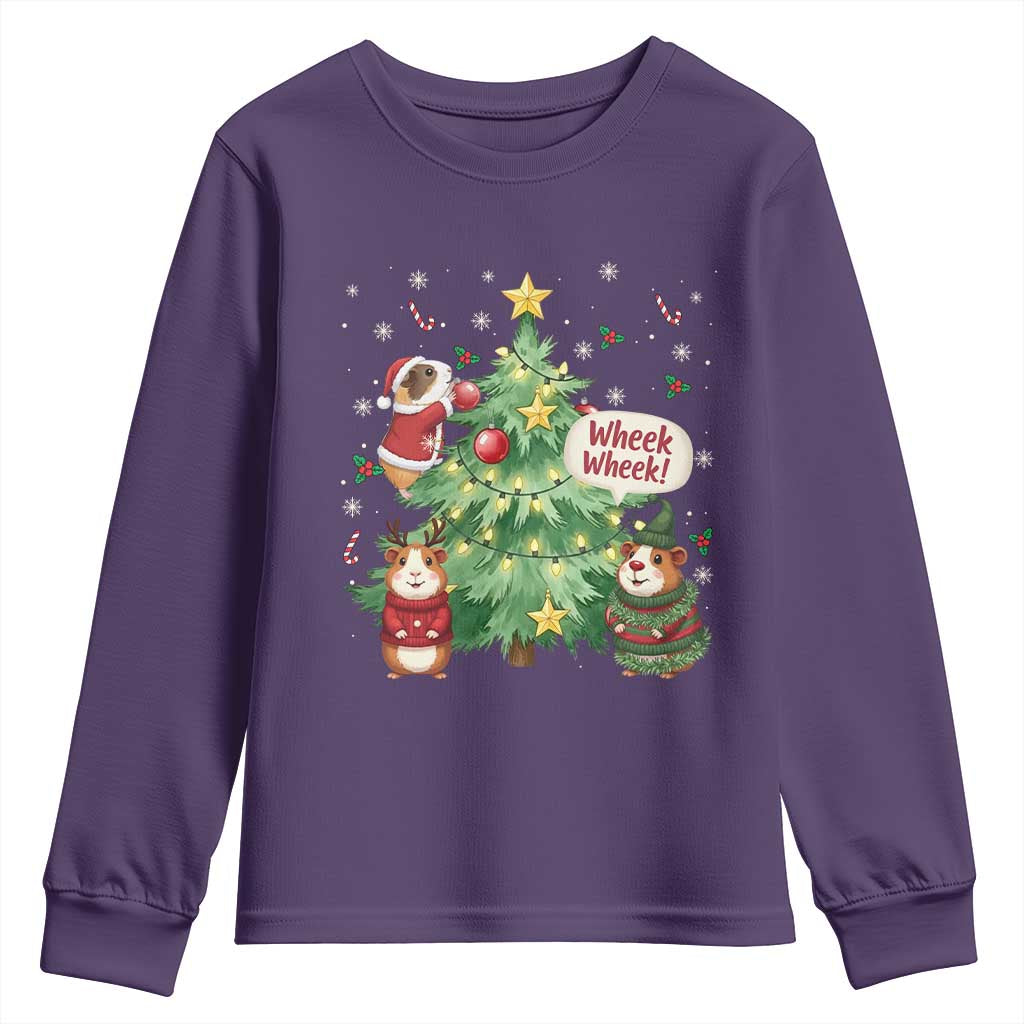 Wheek Wheek Guinea Pig Christmas Outfit Youth Sweatshirt Cavy Lover Gift - Wonder Print Shop