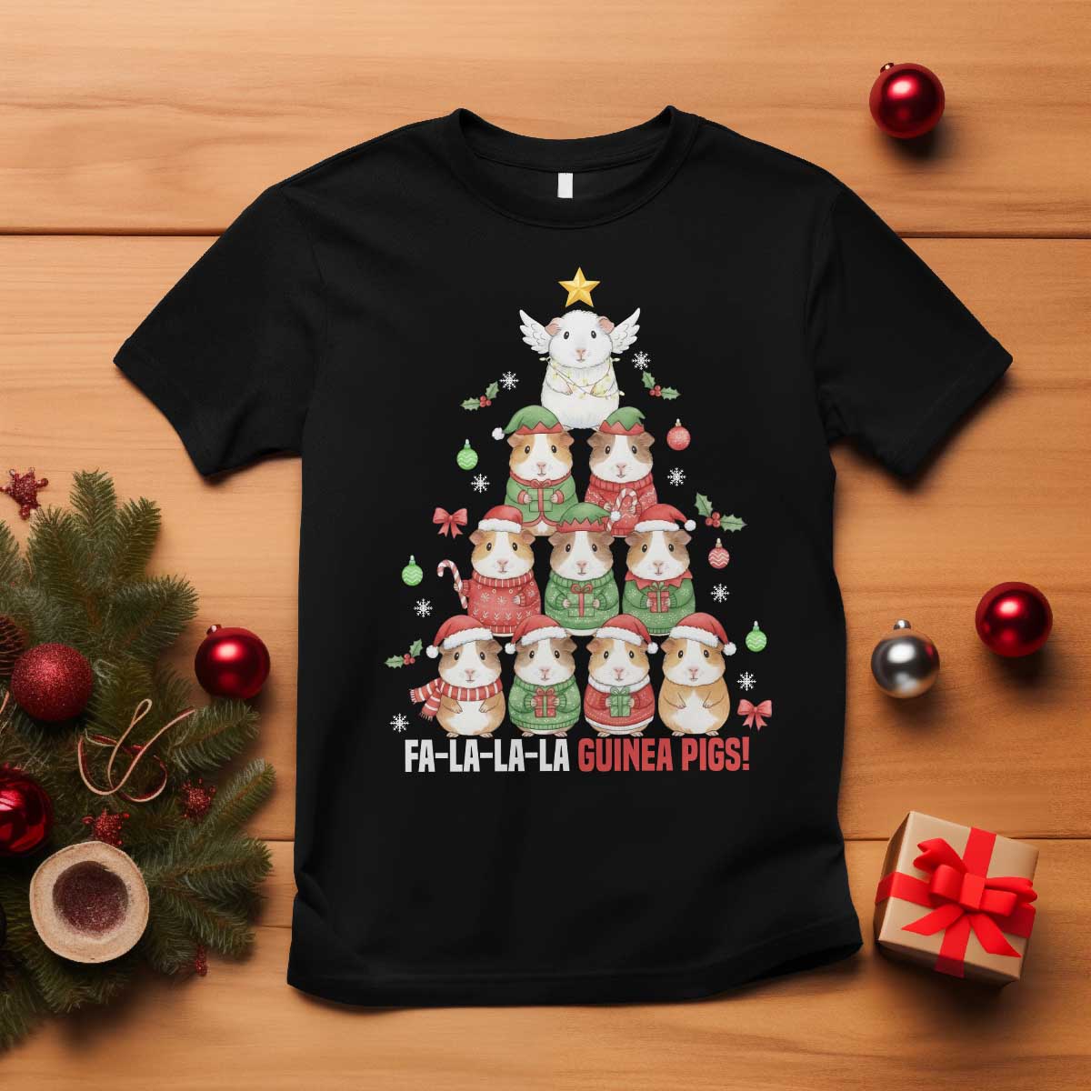 Fa La La La Guinea Pigs T Shirt Funny Christmas Cavy Lover Gift - Wonder Print Shop