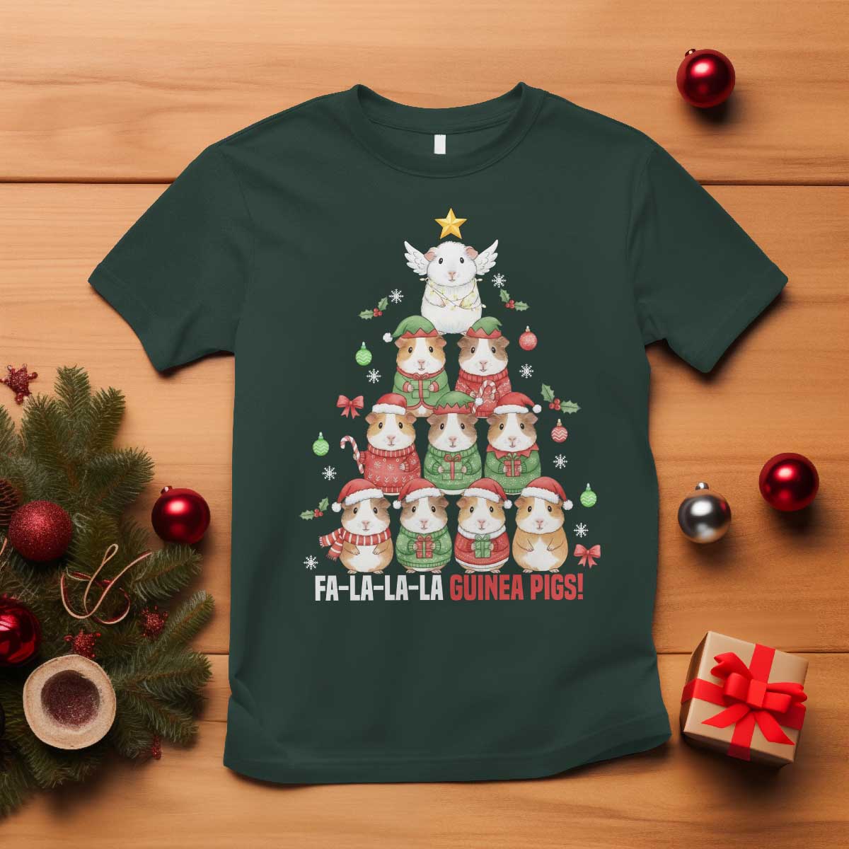 Fa La La La Guinea Pigs T Shirt Funny Christmas Cavy Lover Gift - Wonder Print Shop