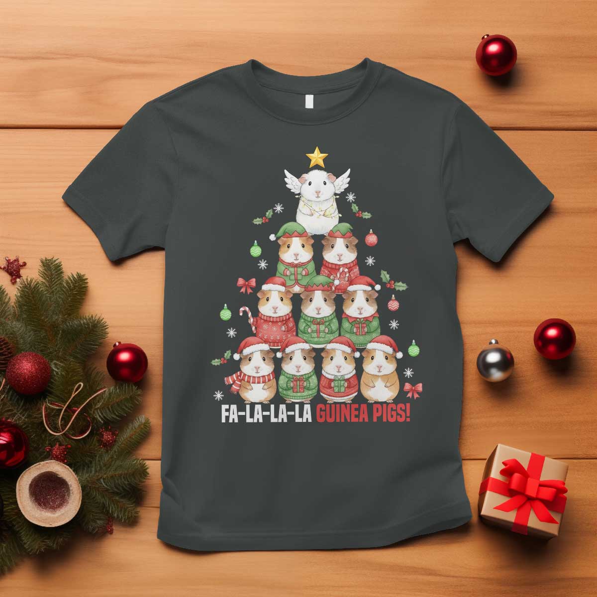 Fa La La La Guinea Pigs T Shirt Funny Christmas Cavy Lover Gift - Wonder Print Shop