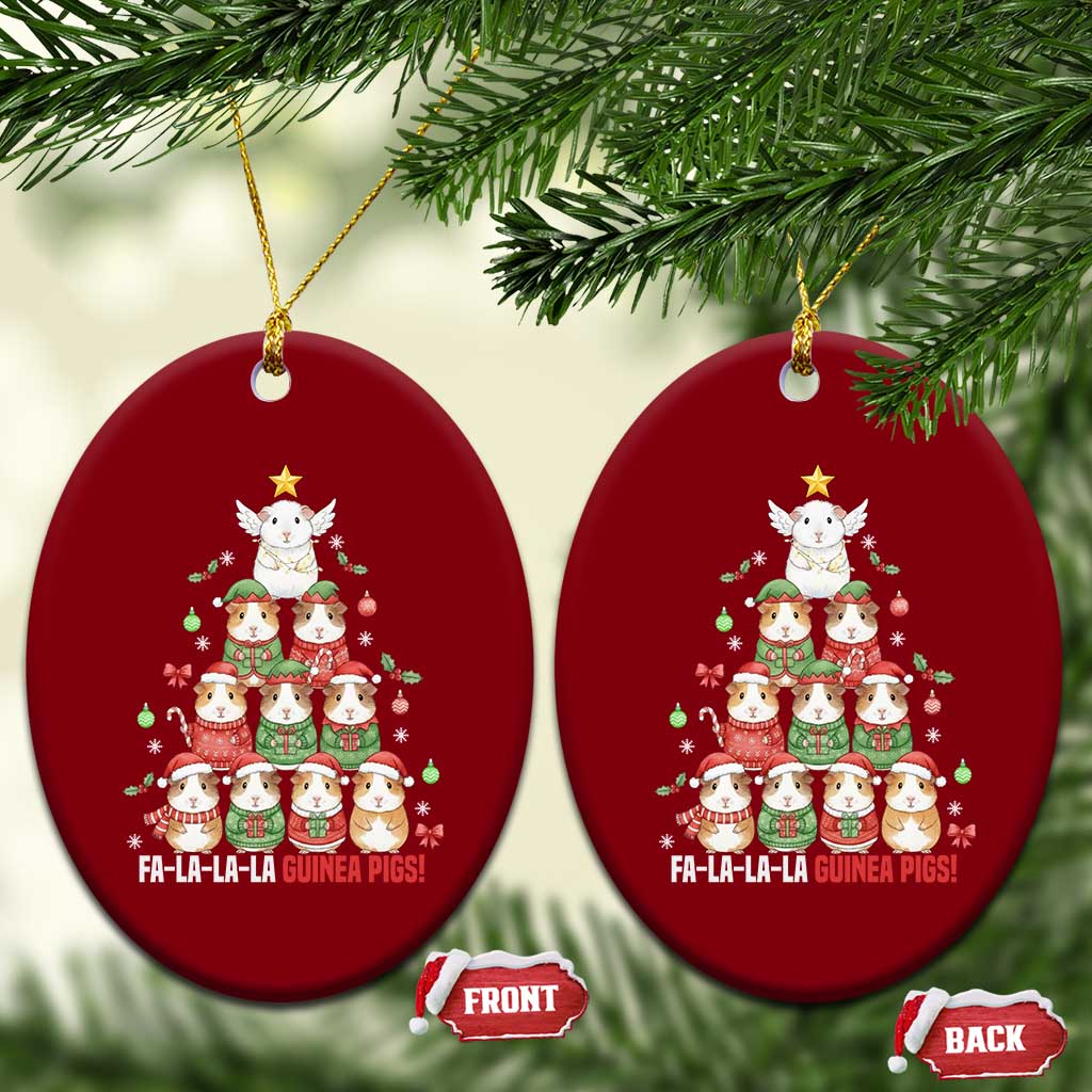 Fa La La La Guinea Pigs Ceramic Ornament Funny Christmas Cavy Lover Gift - Wonder Print Shop
