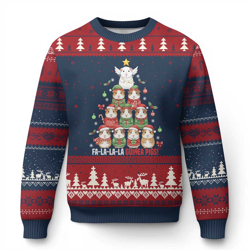 Fa La La La Guinea Pigs Ugly Christmas Sweater Funny Xmas Cavy Lover Gift - Wonder Print Shop