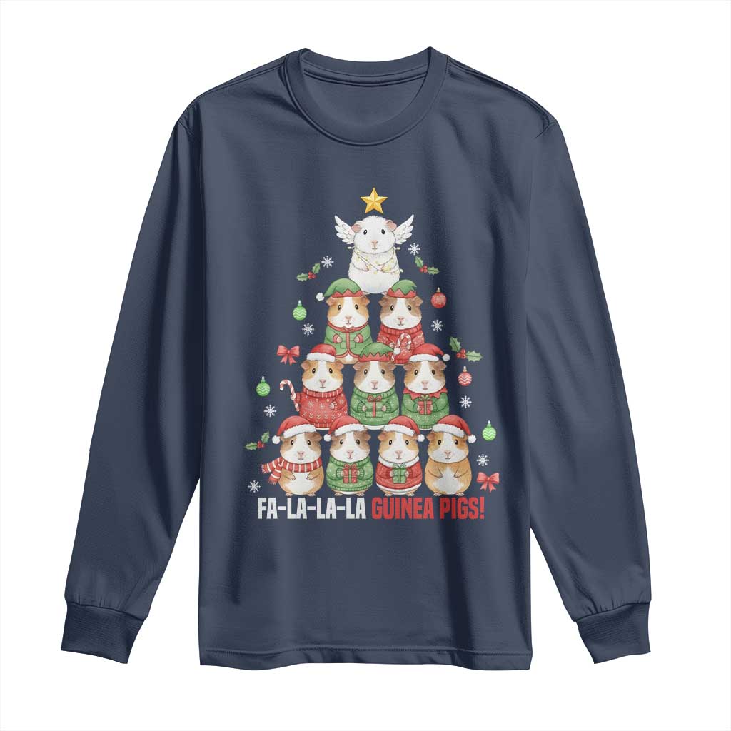 Fa La La La Guinea Pigs Long Sleeve Shirt Funny Christmas Cavy Lover Gift - Wonder Print Shop