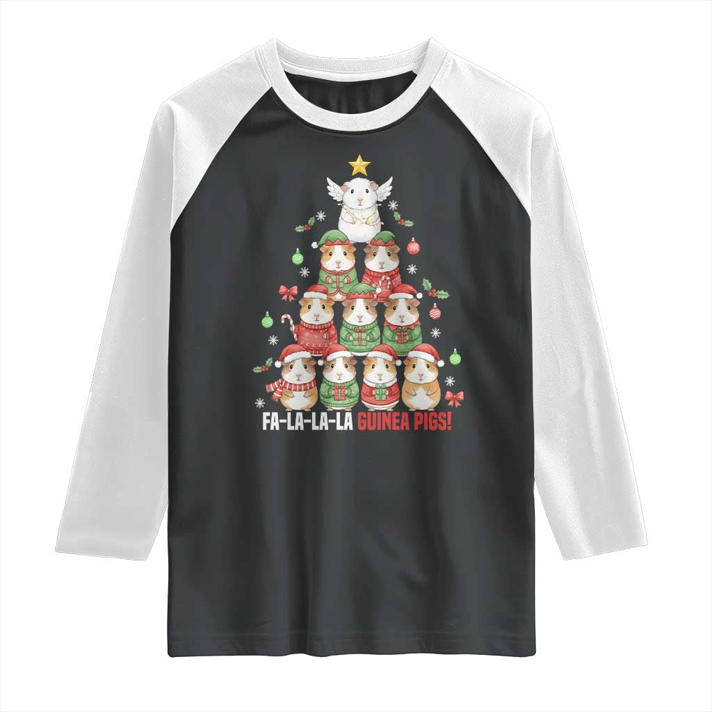 Fa La La La Guinea Pigs Raglan Shirt Funny Christmas Cavy Lover Gift - Wonder Print Shop
