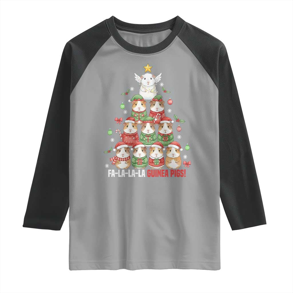 Fa La La La Guinea Pigs Raglan Shirt Funny Christmas Cavy Lover Gift - Wonder Print Shop
