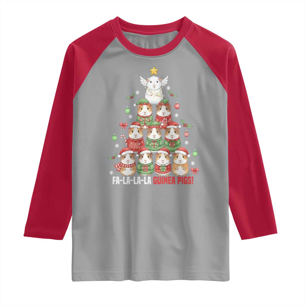 Fa La La La Guinea Pigs Raglan Shirt Funny Christmas Cavy Lover Gift - Wonder Print Shop