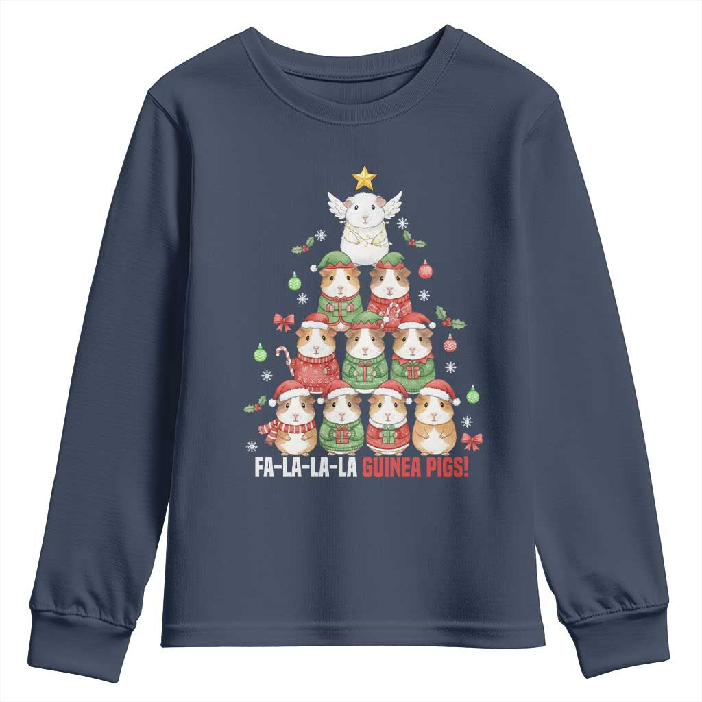 Fa La La La Guinea Pigs Youth Sweatshirt Funny Christmas Cavy Lover Gift - Wonder Print Shop