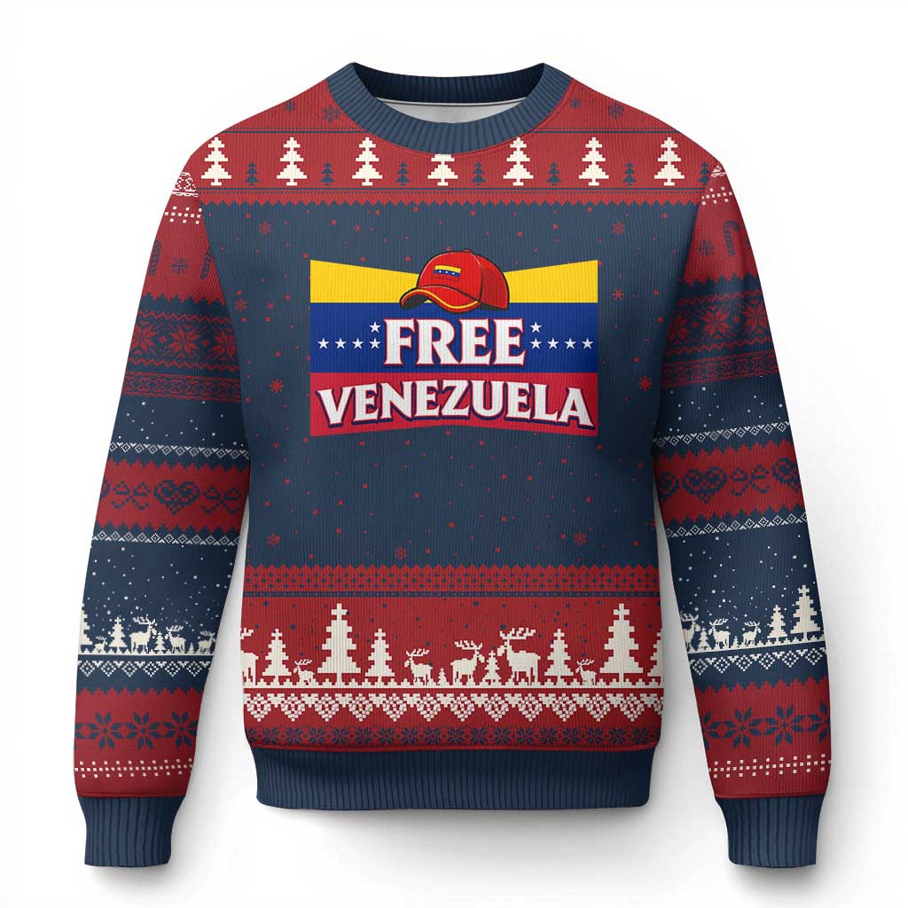 Free Venezuela Flag Patriotic Ugly Christmas Sweater Venezuela Pride - Wonder Print Shop