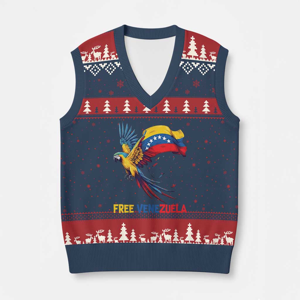 American Venezuela Support Freedom V-Neck Knit Sweater Vest Venezuelan Free - Wonder Print Shop