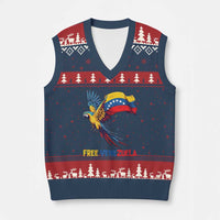 American Venezuela Support Freedom V-Neck Knit Sweater Vest Venezuelan Free - Wonder Print Shop