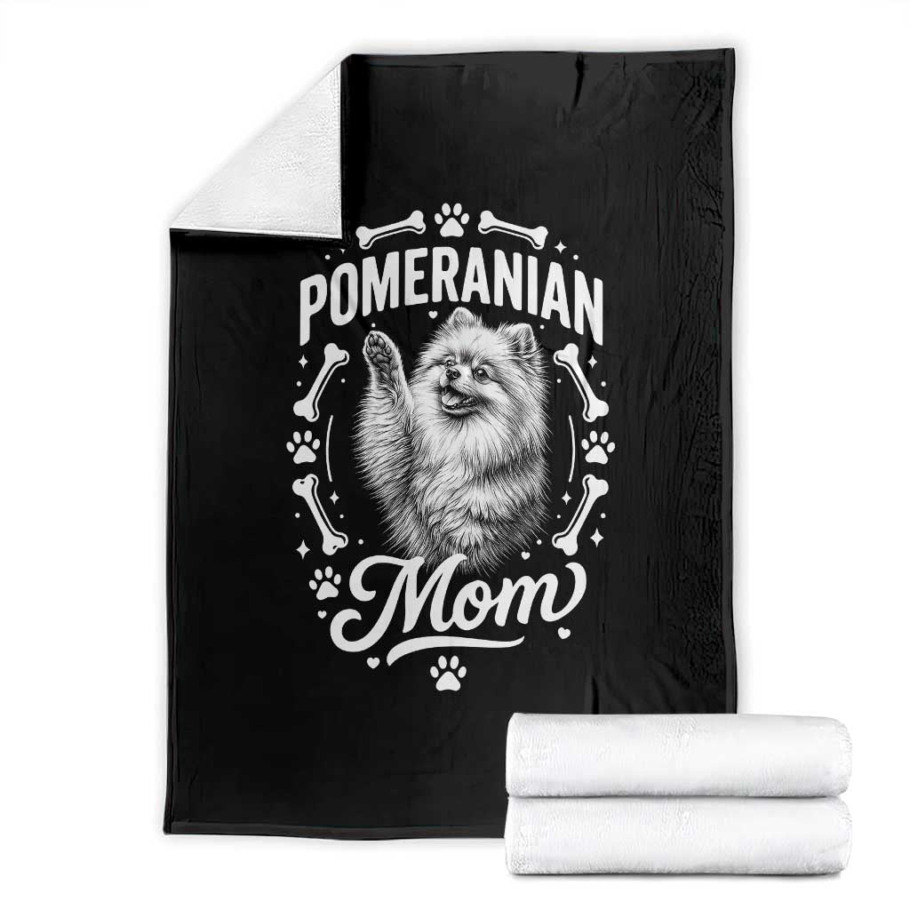 Vintage Pom Dog Mom Throw Blanket Pomeranian Lover Gift