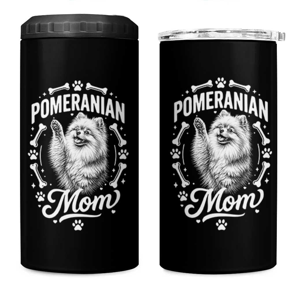 Vintage Pom Dog Mom 4 in 1 Can Cooler Tumbler Pomeranian Lover Gift