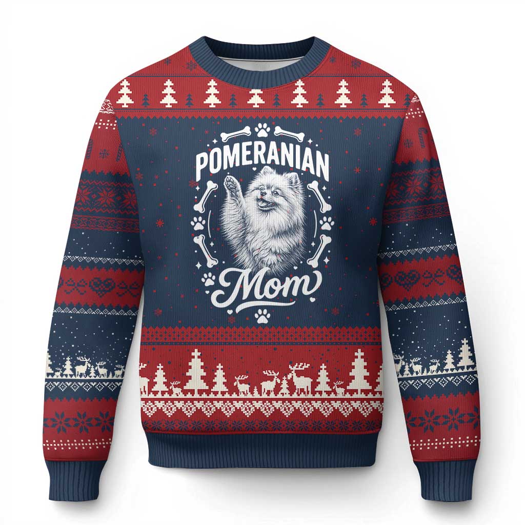 Vintage Pom Dog Mom Ugly Christmas Sweater Pomeranian Lover Gift