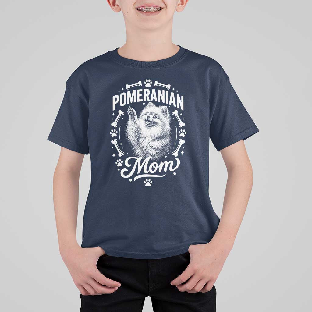 Vintage Pom Dog Mom T Shirt For Kid Pomeranian Lover Gift