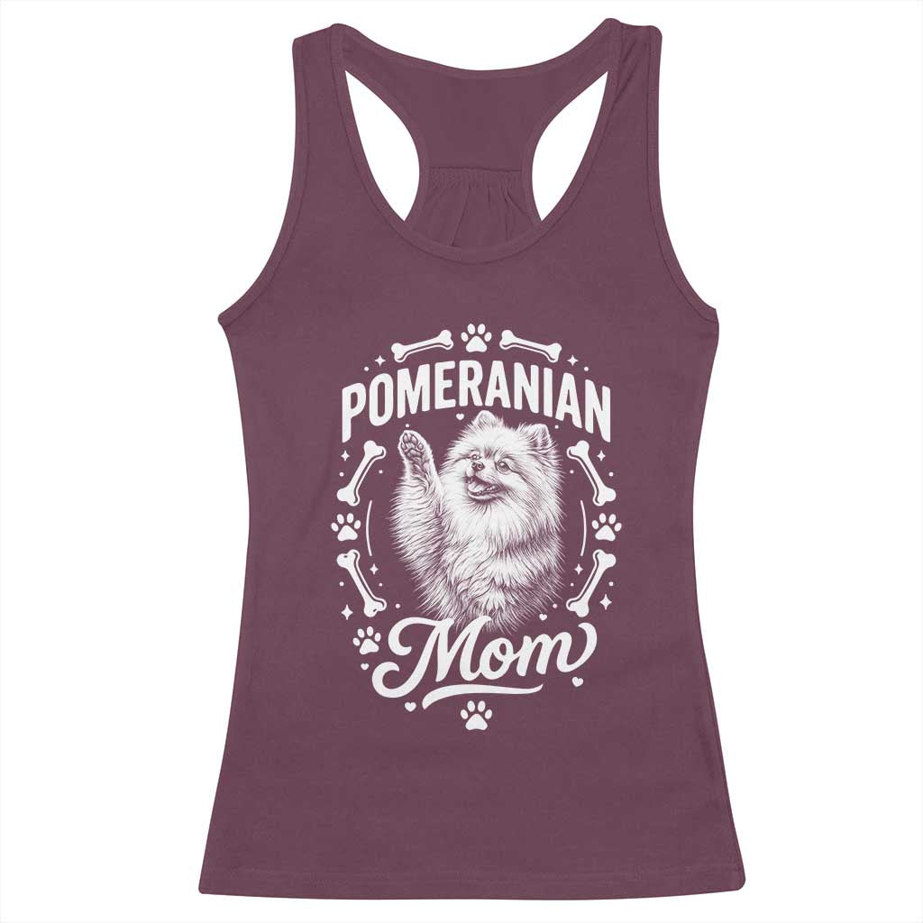 Vintage Pom Dog Mom Racerback Tank Top Pomeranian Lover Gift
