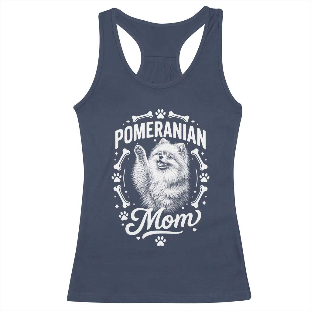 Vintage Pom Dog Mom Racerback Tank Top Pomeranian Lover Gift