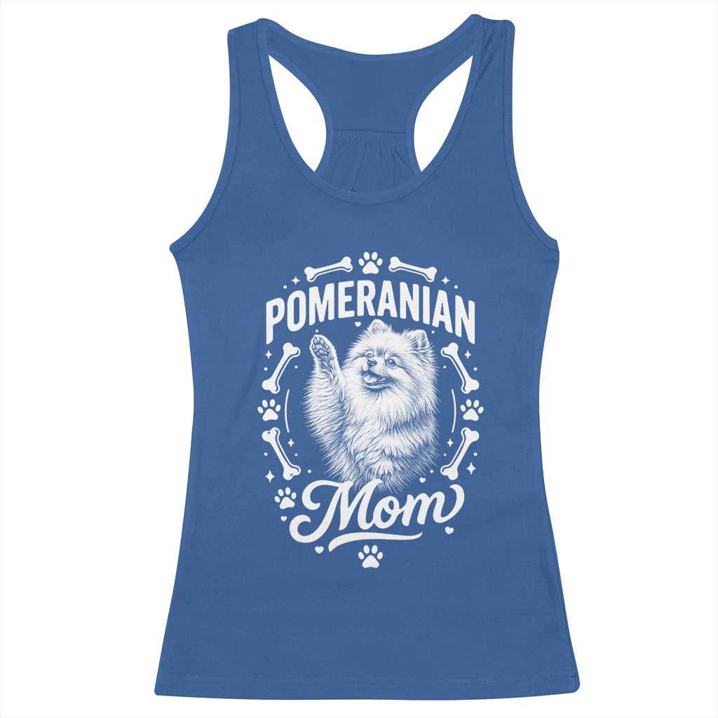 Vintage Pom Dog Mom Racerback Tank Top Pomeranian Lover Gift