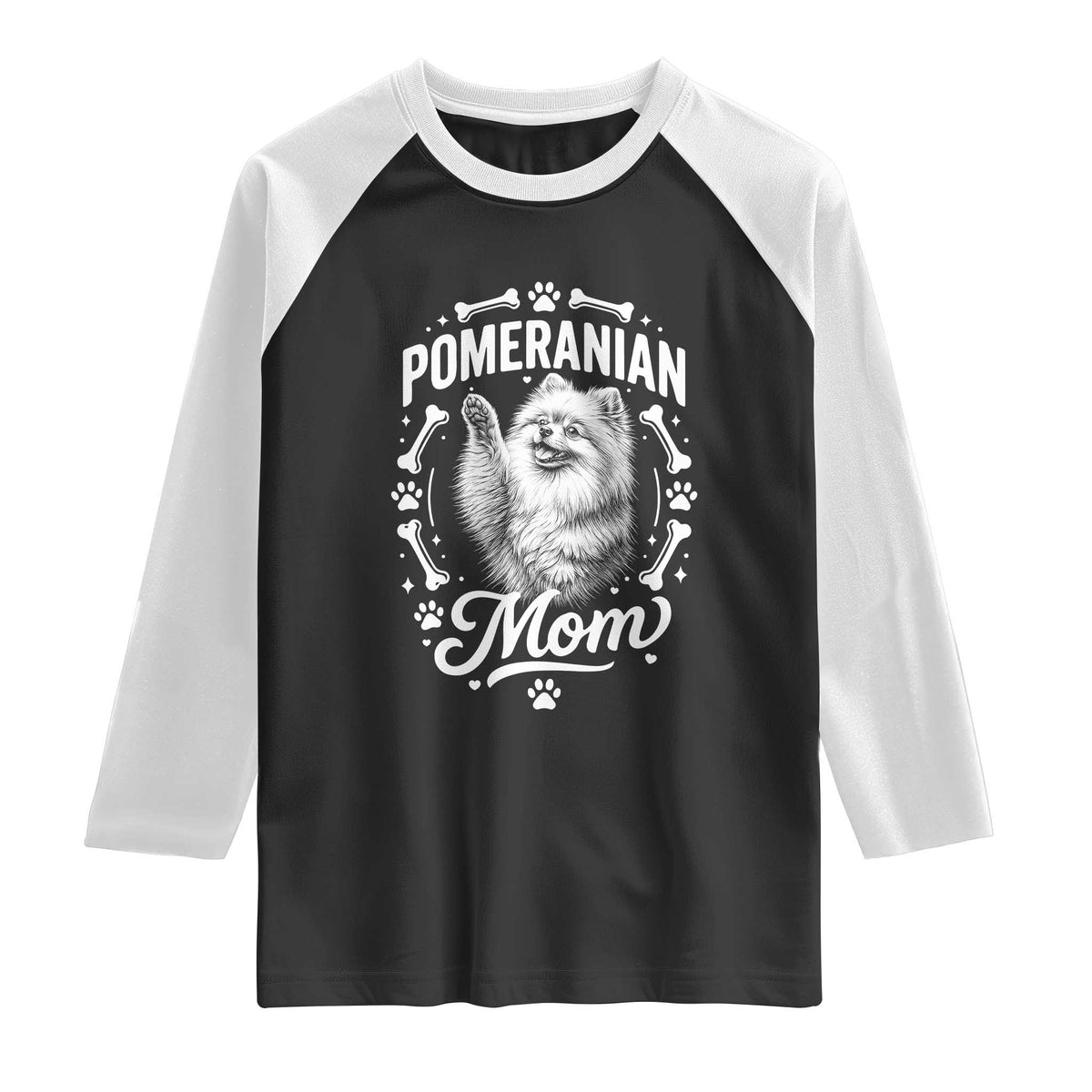 Vintage Pom Dog Mom Raglan Shirt Pomeranian Lover Gift