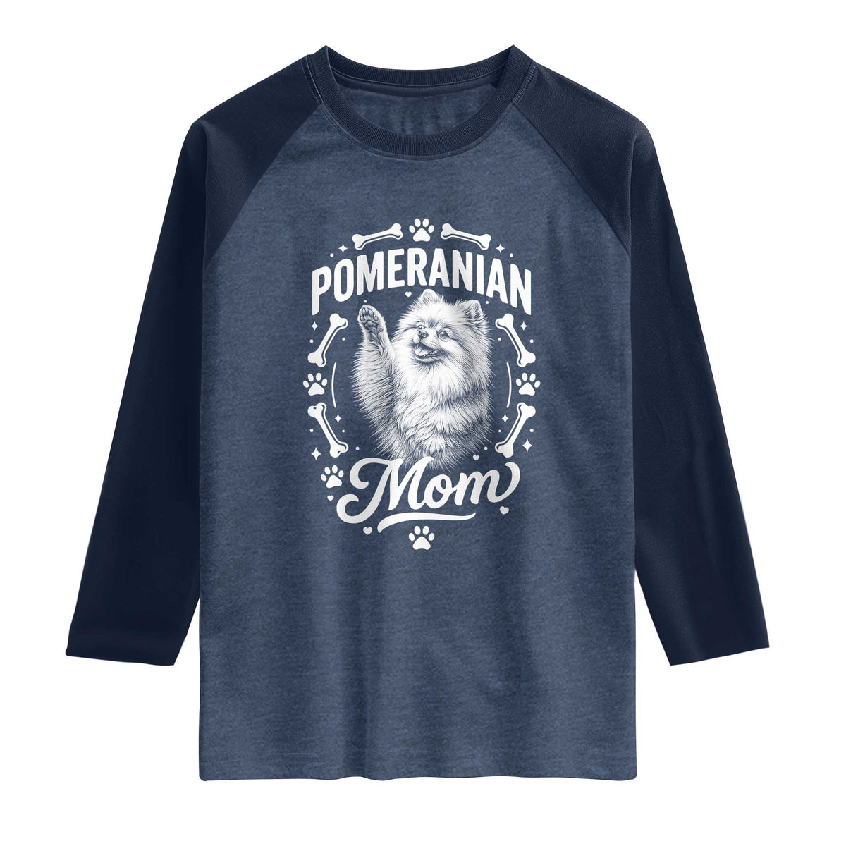 Vintage Pom Dog Mom Raglan Shirt Pomeranian Lover Gift