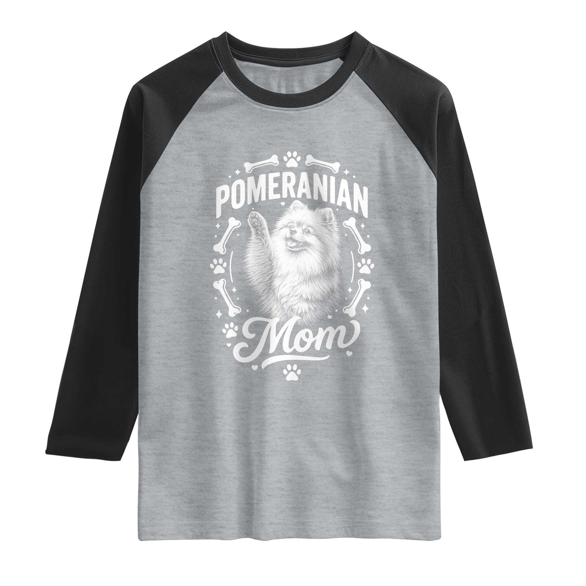 Vintage Pom Dog Mom Raglan Shirt Pomeranian Lover Gift