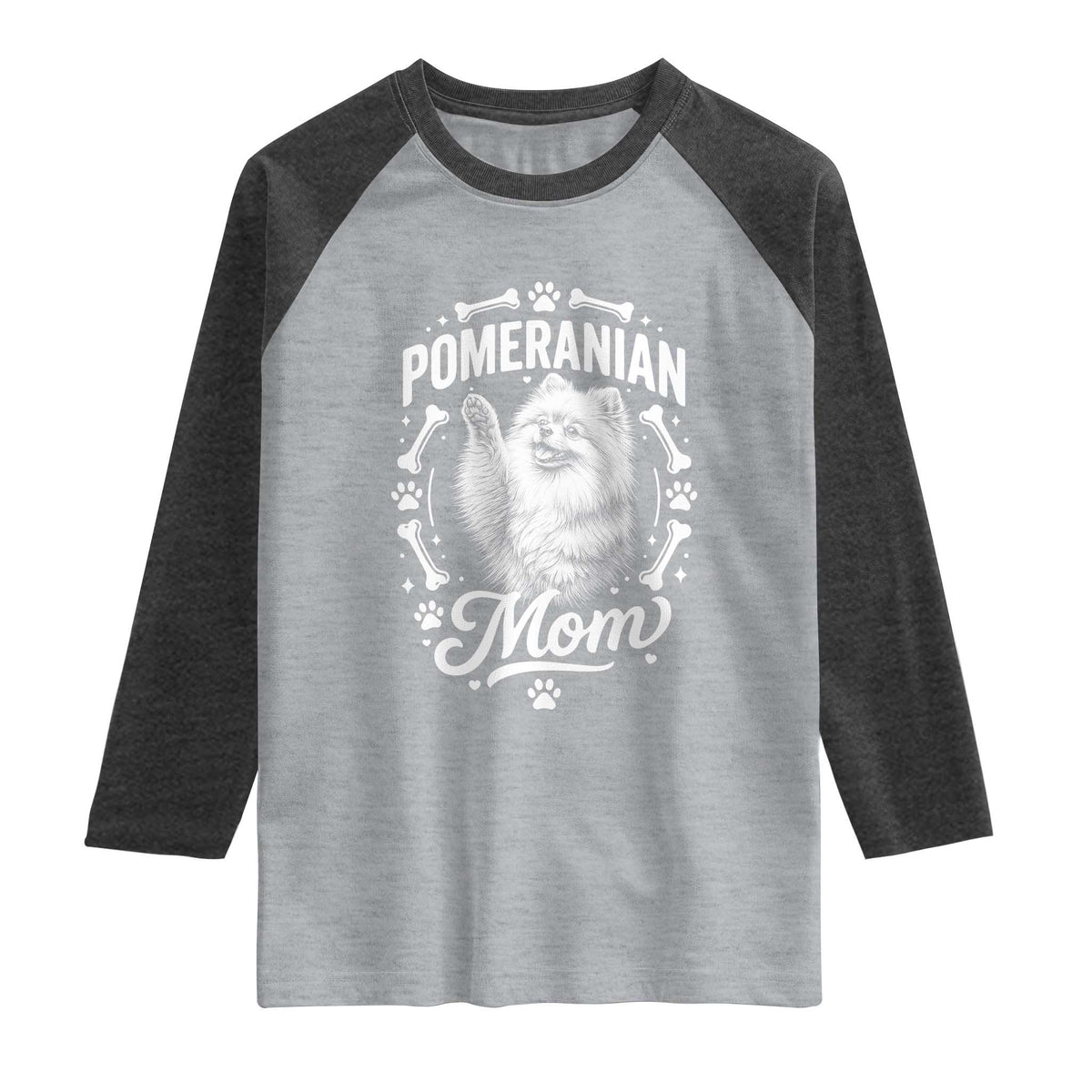 Vintage Pom Dog Mom Raglan Shirt Pomeranian Lover Gift