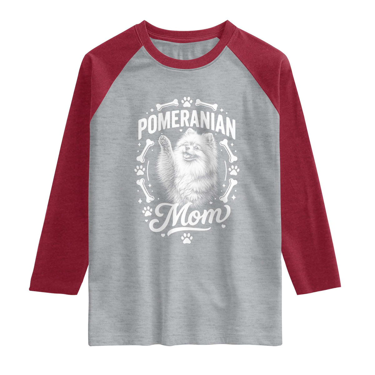 Vintage Pom Dog Mom Raglan Shirt Pomeranian Lover Gift