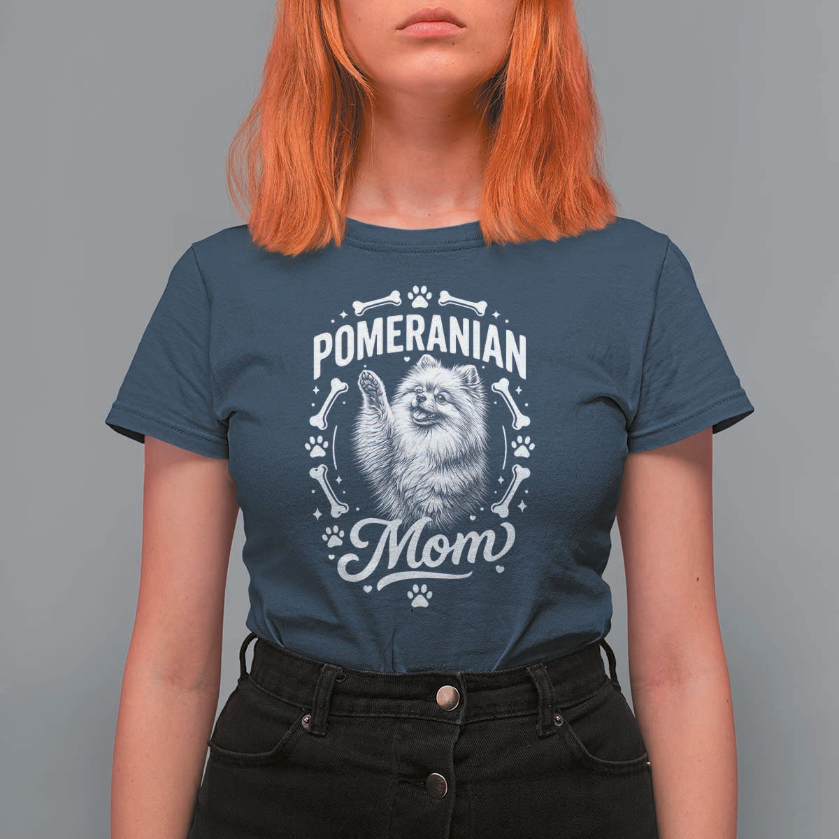 Vintage Pom Dog Mom T Shirt For Women Pomeranian Lover Gift