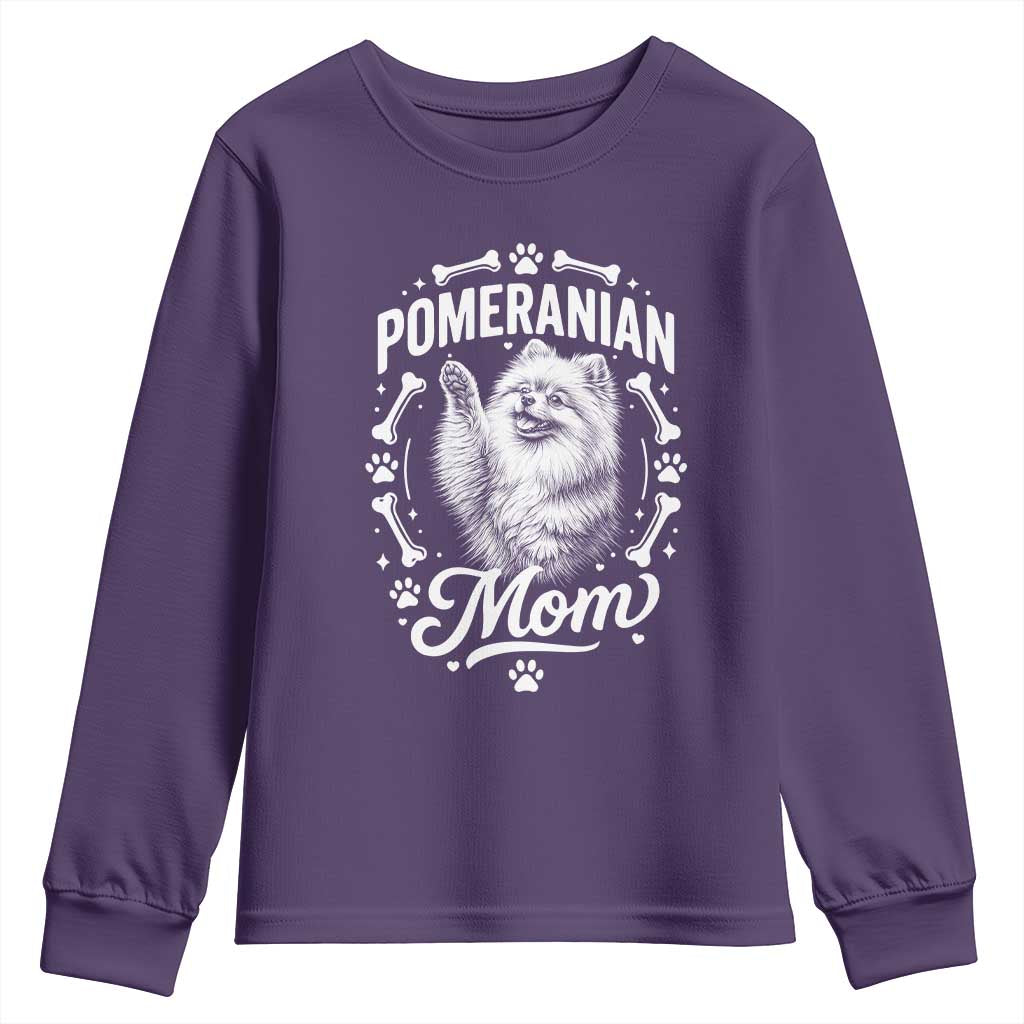 Vintage Pom Dog Mom Youth Sweatshirt Pomeranian Lover Gift