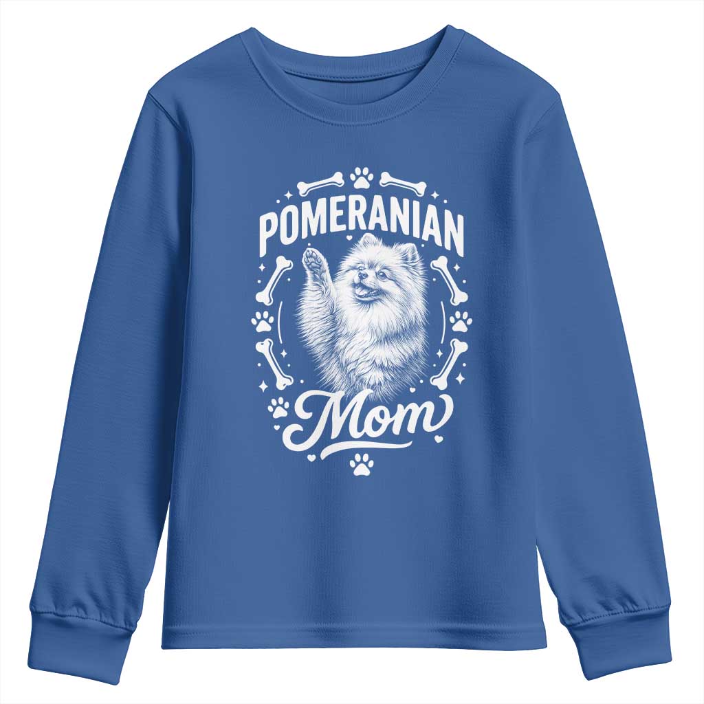 Vintage Pom Dog Mom Youth Sweatshirt Pomeranian Lover Gift