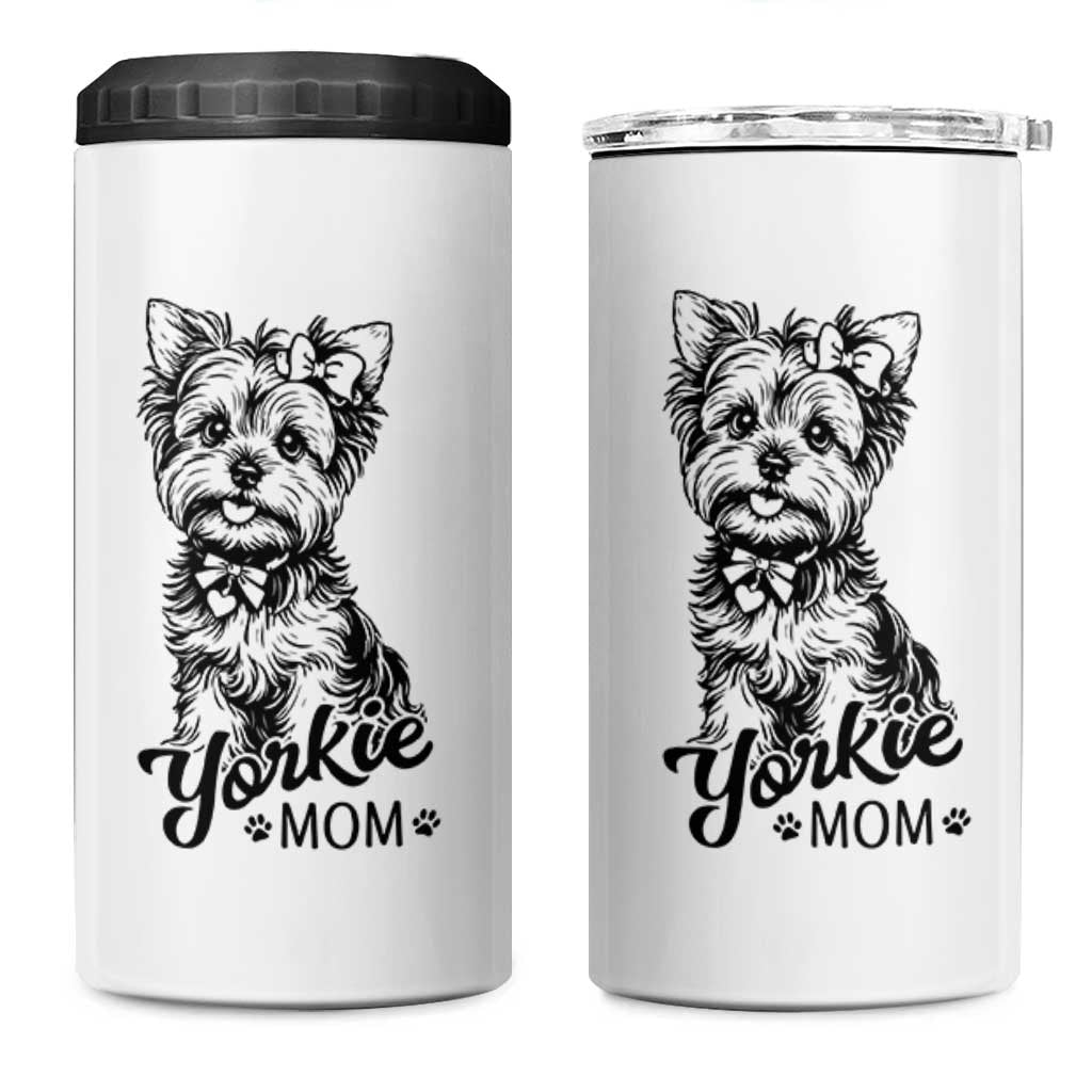 Yorkshire Terrier Mom 4 in 1 Can Cooler Tumbler Cute Yorkie Mama Puppy Gift