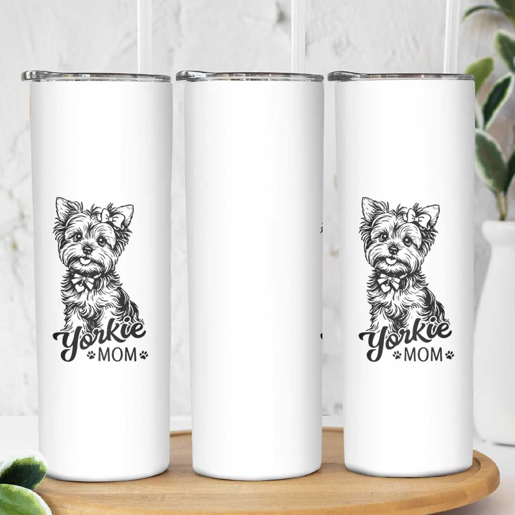 Yorkshire Terrier Mom Skinny Tumbler Cute Yorkie Mama Puppy Gift