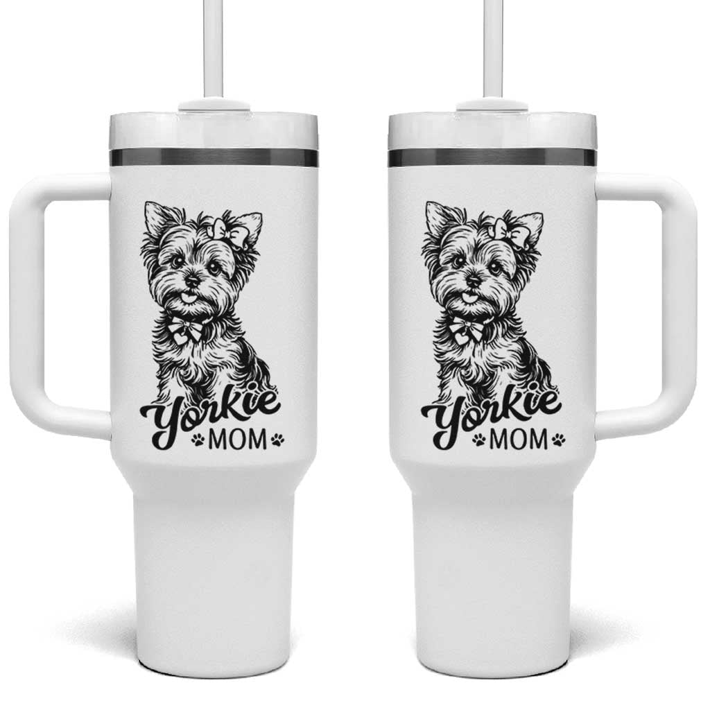 Yorkshire Terrier Mom Tumbler With Handle Cute Yorkie Mama Puppy Gift