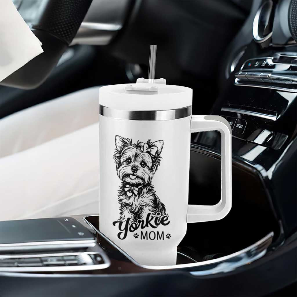 Yorkshire Terrier Mom Tumbler With Handle Cute Yorkie Mama Puppy Gift