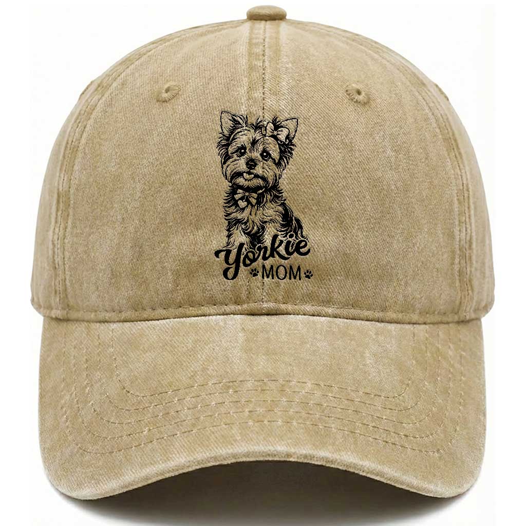 Yorkshire Terrier Mom Washed Cotton Baseball Cap Cute Yorkie Mama Puppy Gift