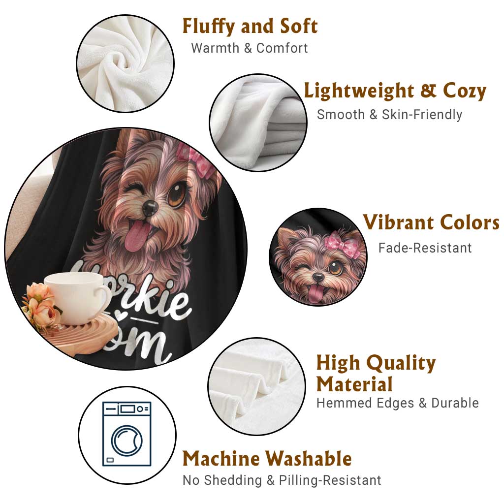 Yorkshire Terrier Dog Mom Throw Blanket Cute Yorkie Puppy Gift