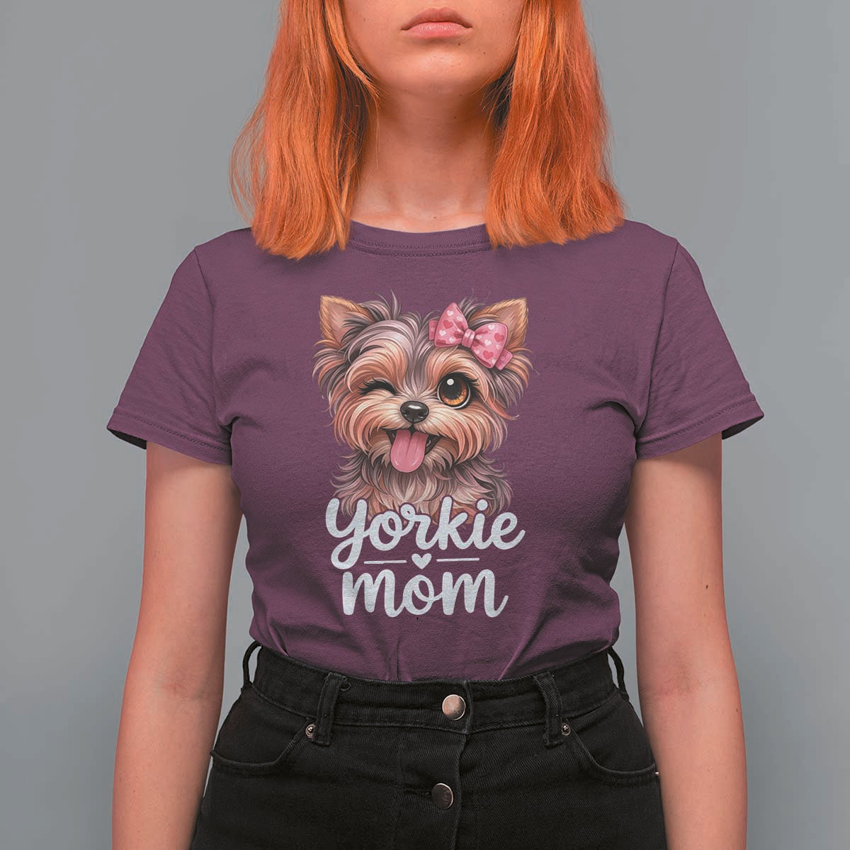 Yorkshire Terrier Dog Mom T Shirt For Women Cute Yorkie Puppy Gift